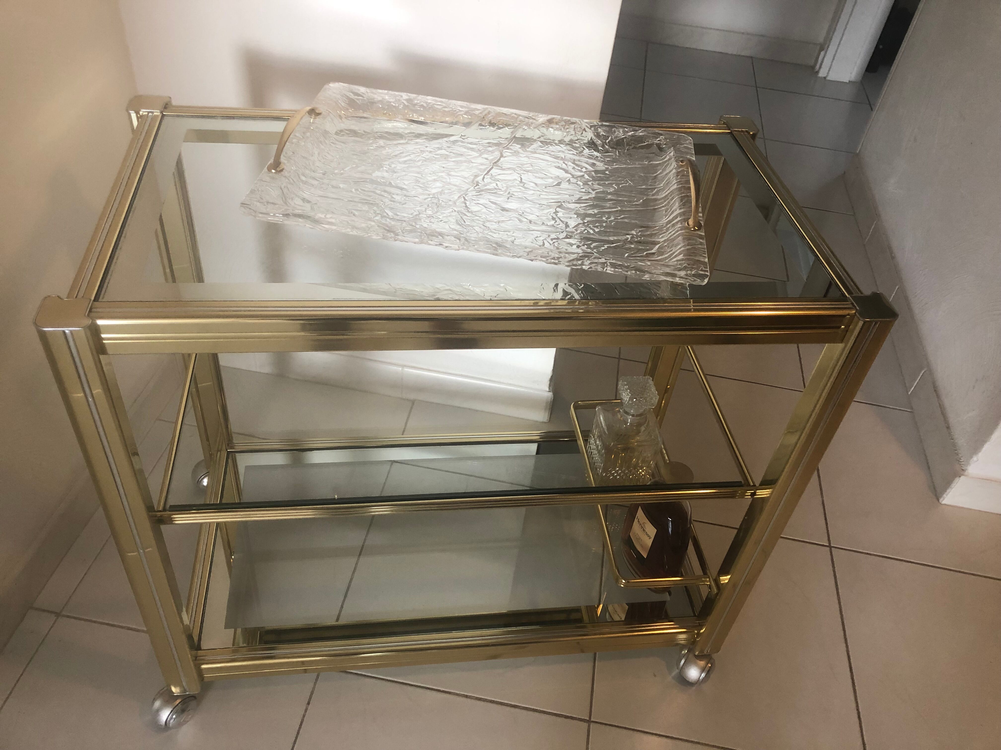 Trolley Hollywood Regency in glass and brass