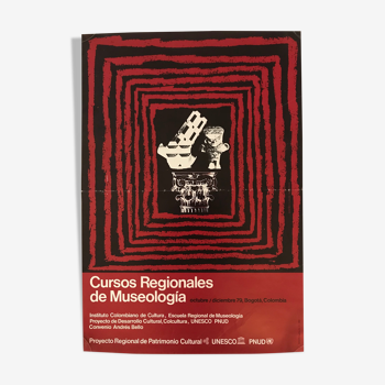 Affiche Cursos Regionales de Museologia, Instituto Colombiano de Cultura, 1979