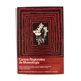 Poster Cursos Regionales de Museologia, Instituto Colombiano de Cultura, 1979