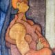Post cubist painting "Long-haired Naked" HST Signed 1958/59