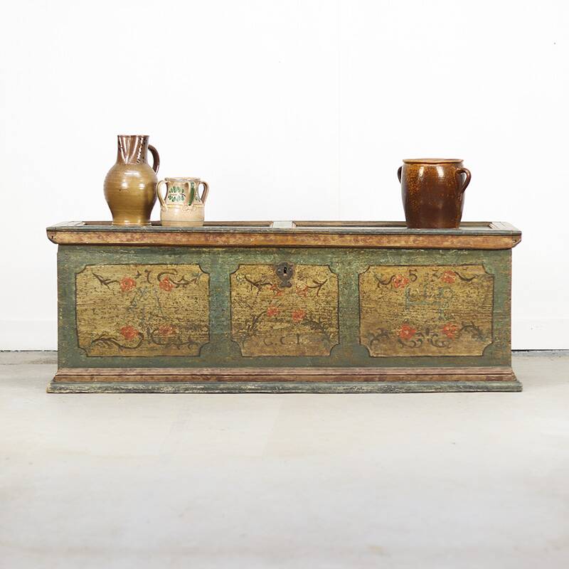 Painted folk art bridal chest 1753
