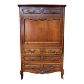 Secretary with drop-leaf in Louis XV style – Solid cherry wood – Chiselled bronze