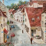 Table HST Henri Plubel (XX°) "Grande rue de Mrirebeau dur Bèze" + frame