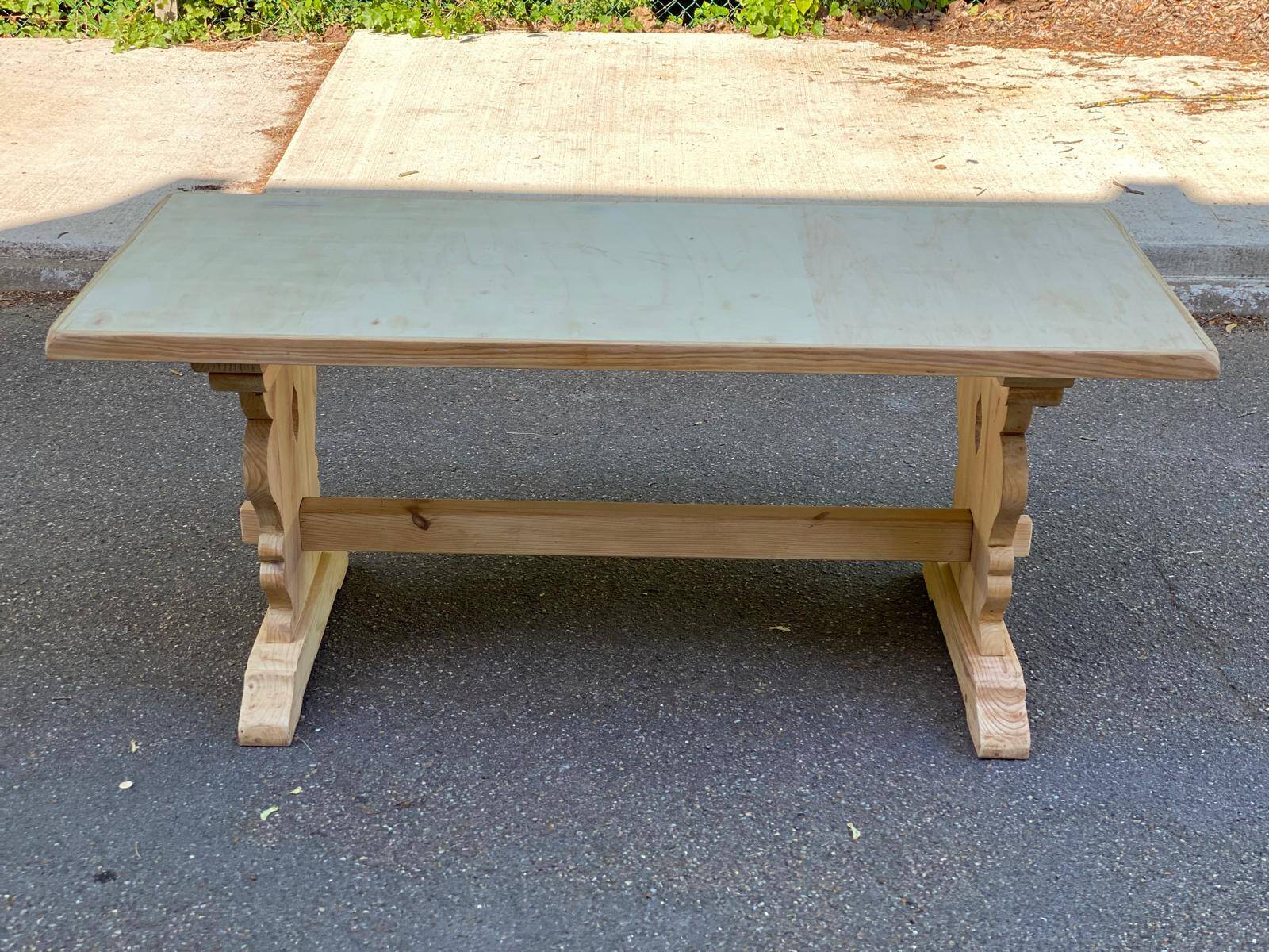 Renovated monastery farmhouse table in 20th century pine wood 180cm