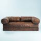 Brown Modular Leather Patchwork Sleeping Sofa Daybed, 1970s