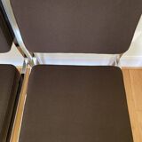 Pair of brown low chairs with chrome base