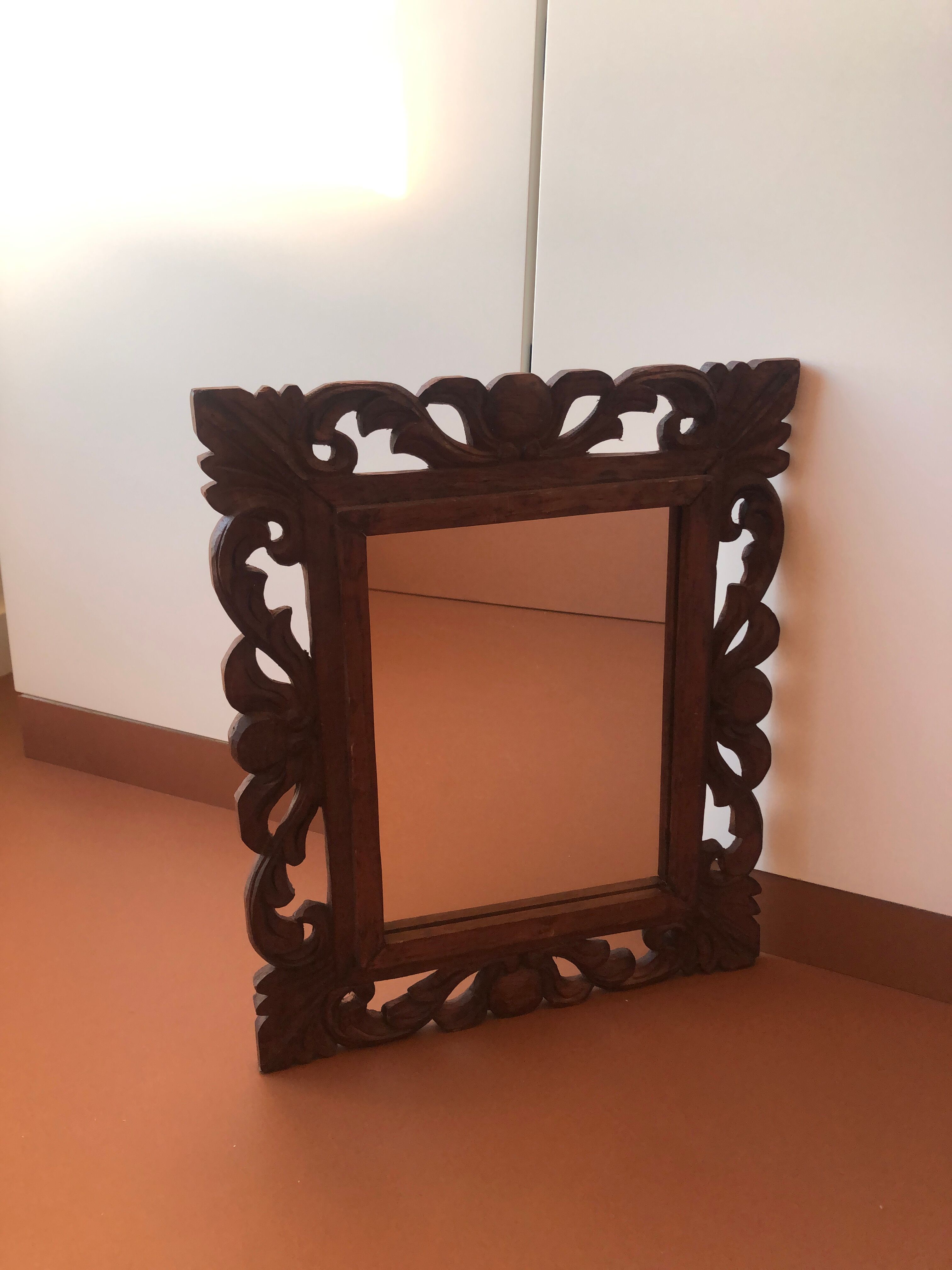 Old mirror carved wooden frame
