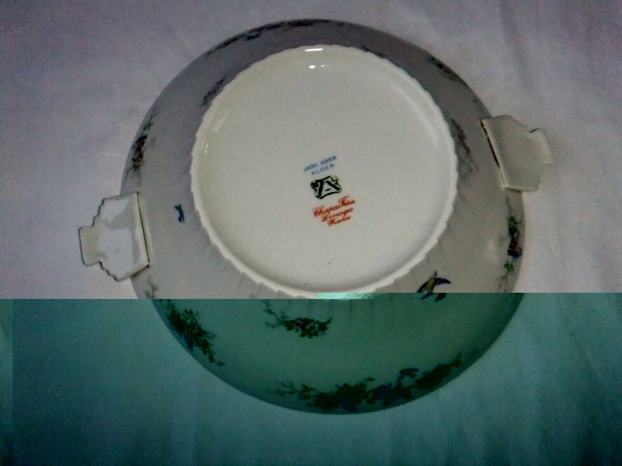 Old dish Chapus Frères Limoges France art deco bird décor Jane Aber Algiers