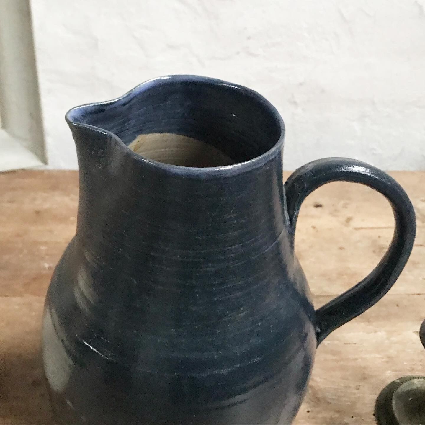 Old blue ceramic jug