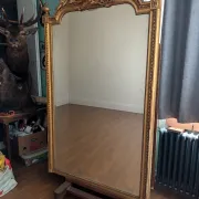 Large antique gilded fireplace mirror, Louis style