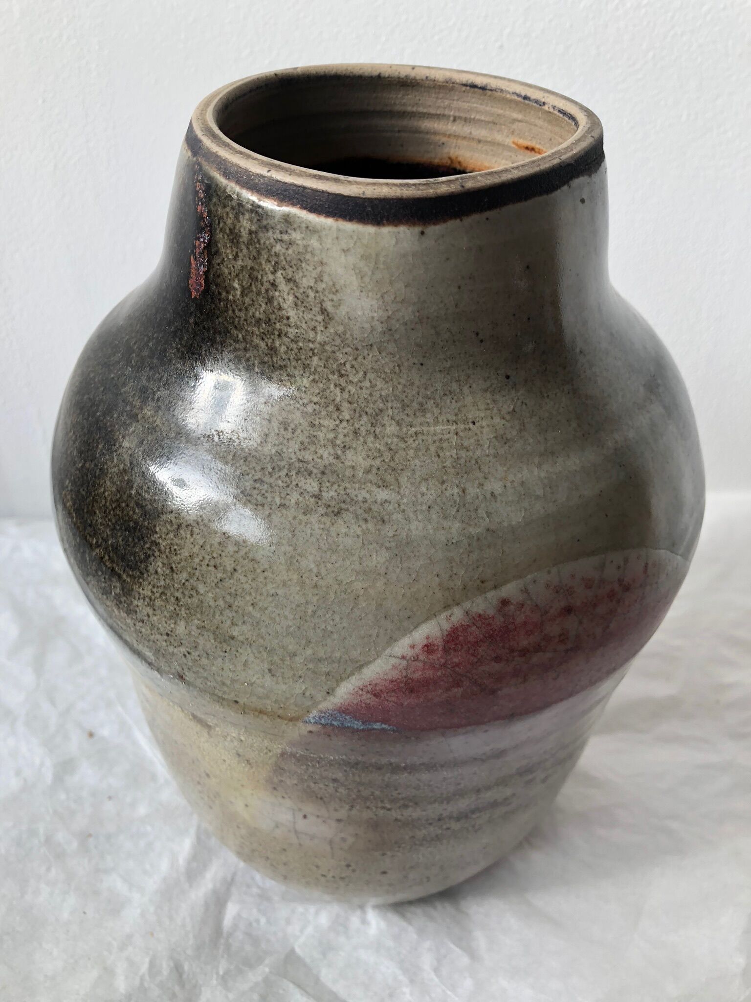 Vase en grès marbré vintage
