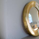 Modern round brass mirror from the mid-century by Glasmäster in Markaryd, Sweden, 1960s.