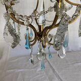 3-light bronze, crystal and Murano glass chandelier