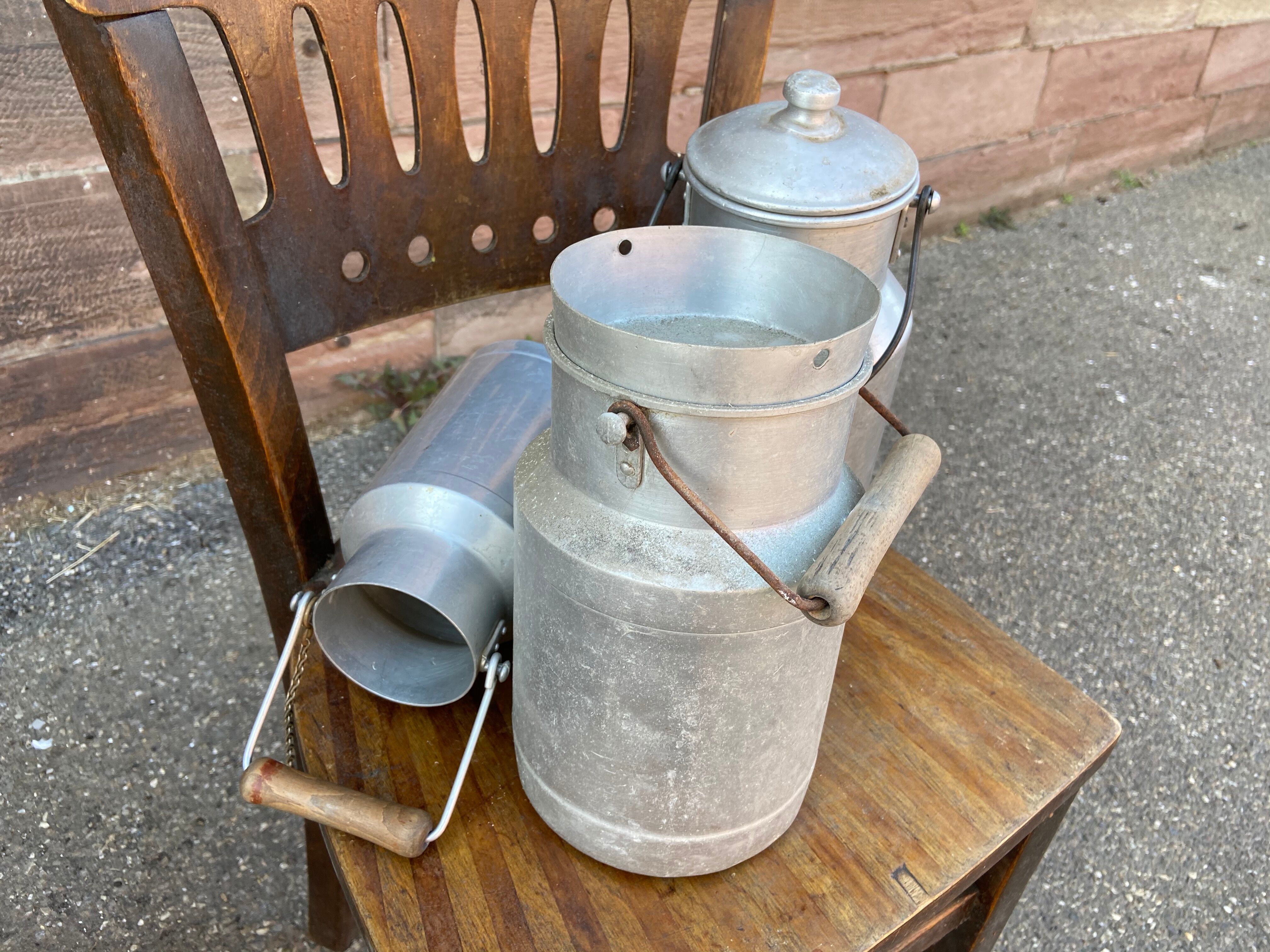 3 Vintage aluminium old milk pot 1950
