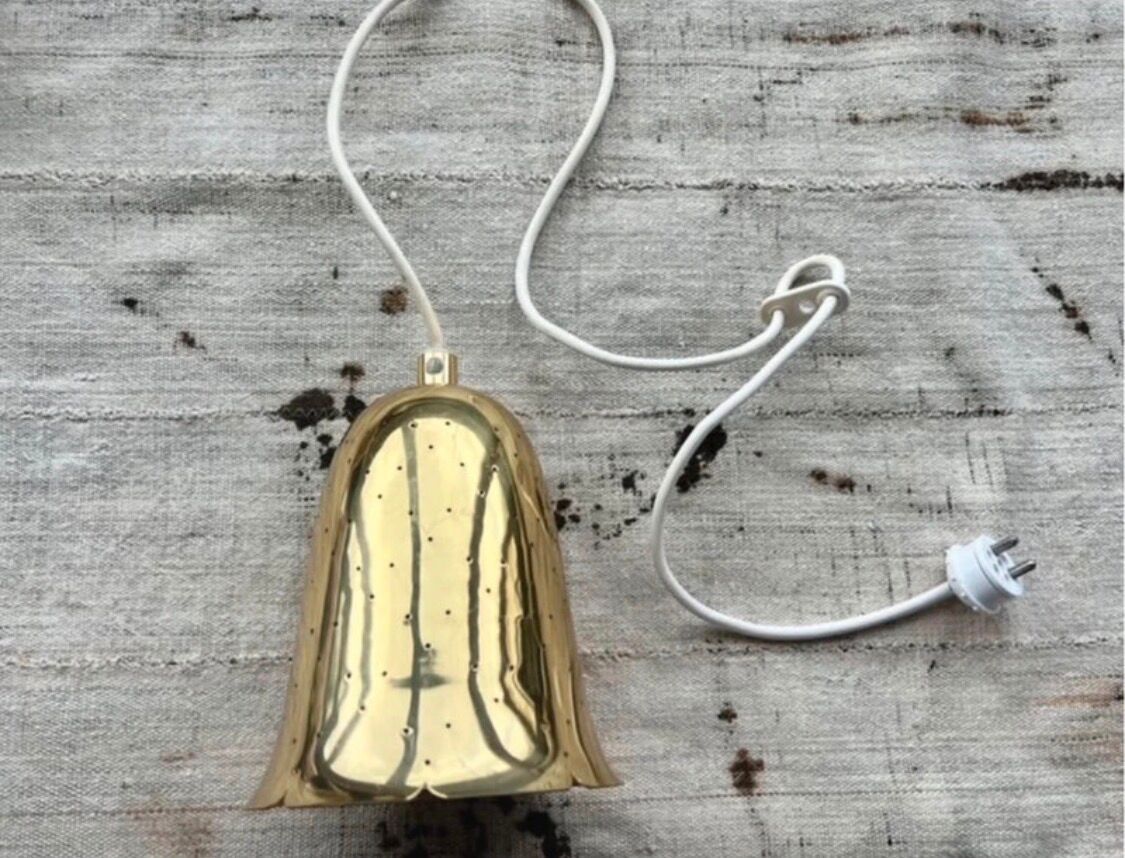 4 antique Swedish pendant lamps in gilded brass by Boréns