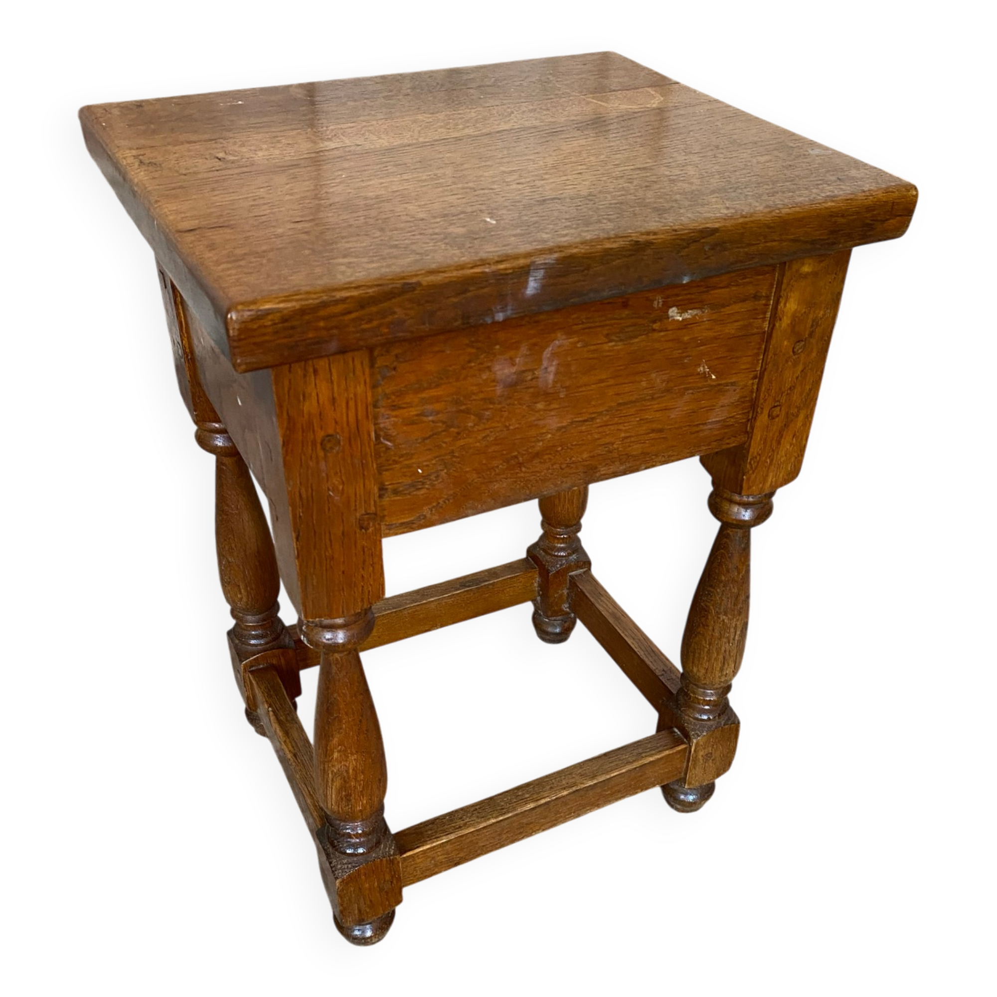 Vintage Solid Oak Nightstand with Storage #E105