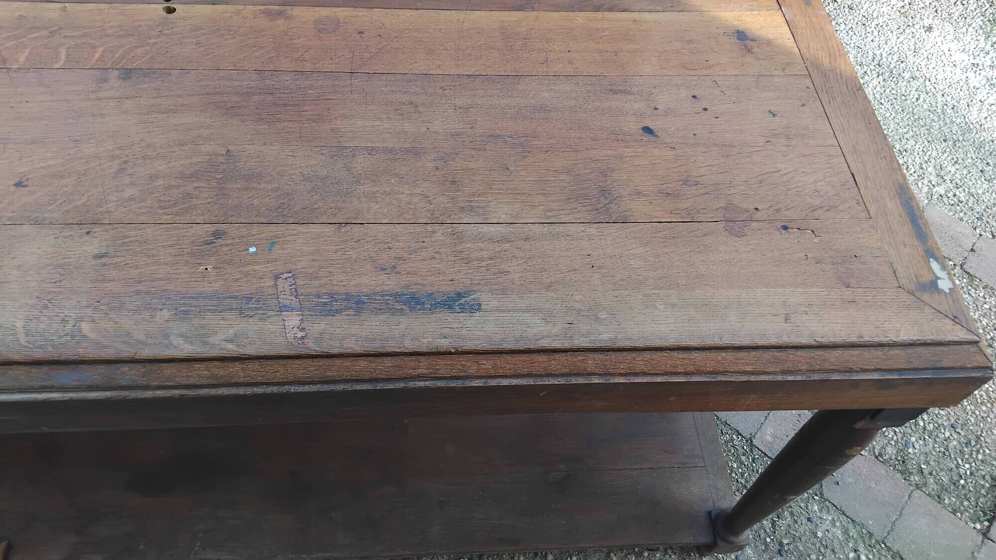 Grande table Drapier ancienne XIX eme meuble métier atelier tissu commerce