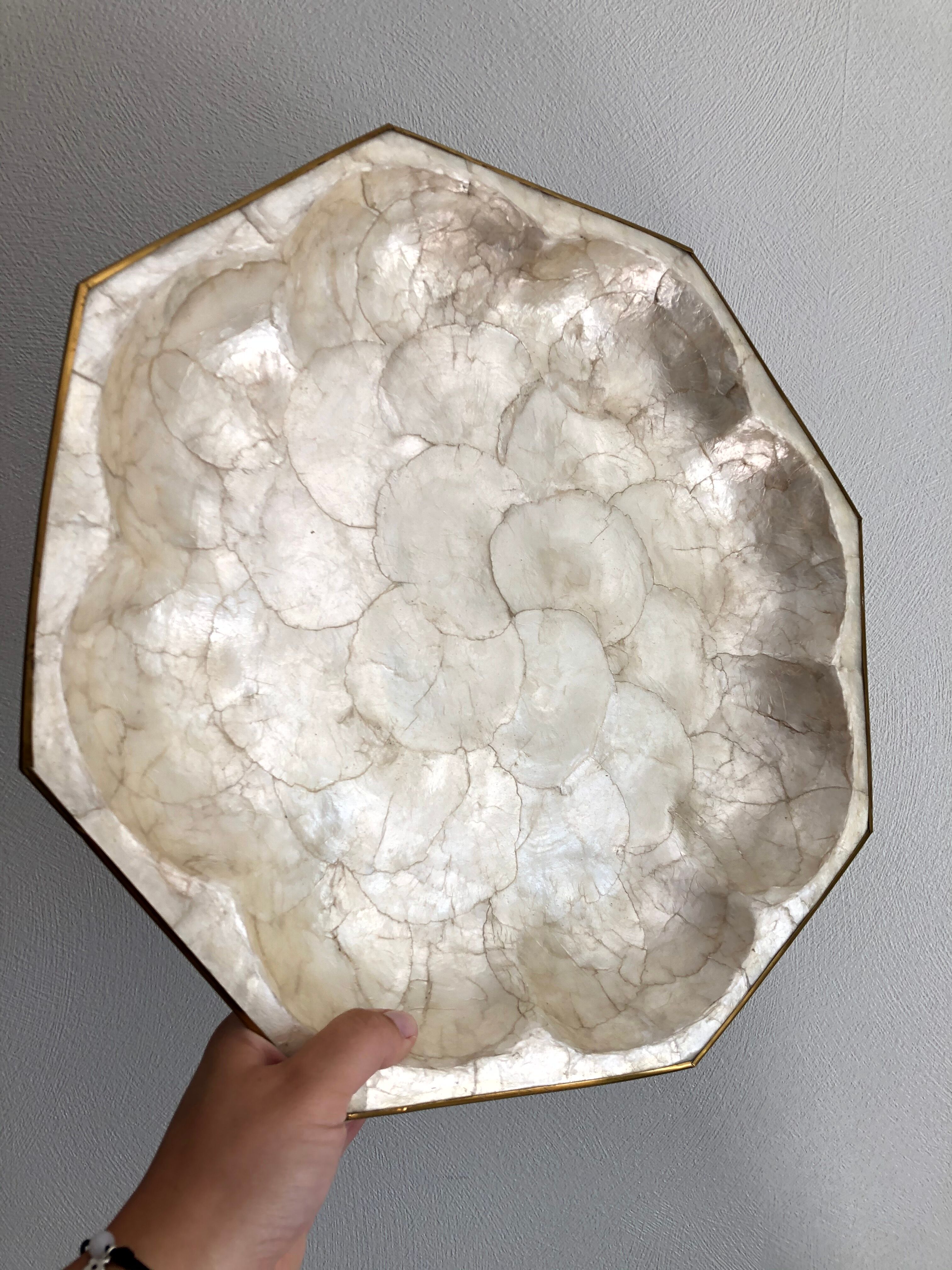 Mother-of-pearl and brass tray