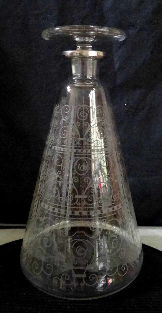 Baccarat lido 7 verres vin + carafe metal argente