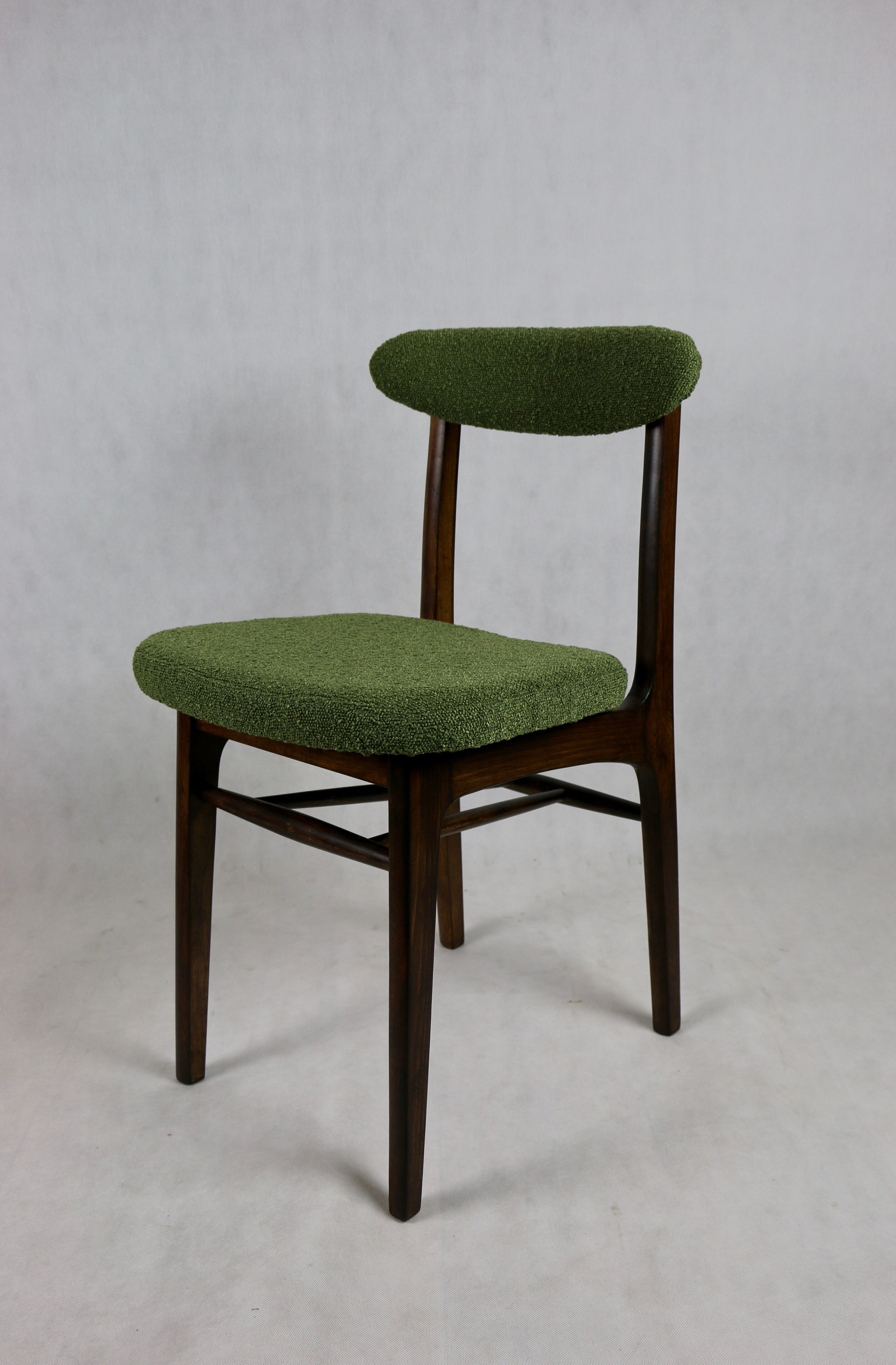 Green olive boucle dining chair from rajmund halas, 1970s,