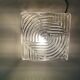 Square mid century clear ribbed glass flush mount light fixture lamp 1960s