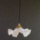 Old white glass pendant light with translucent net - circa 1930. Brass socket and new cable