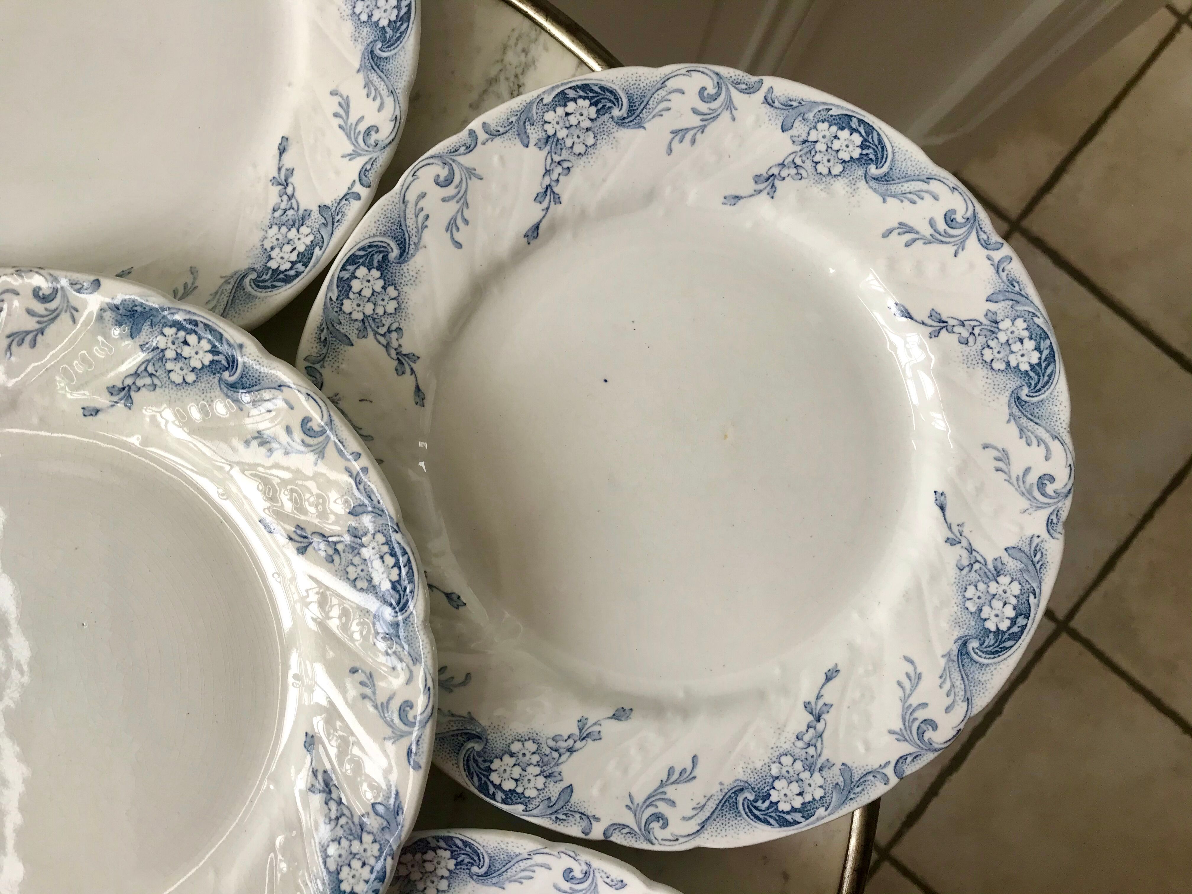 set of 6 flat plates in Iron Earth K&G Lunéville model "Angèle" late 19th century