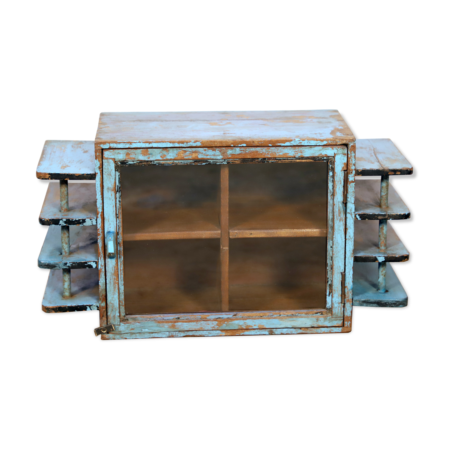 Art Deco wall display case in Burmese teak