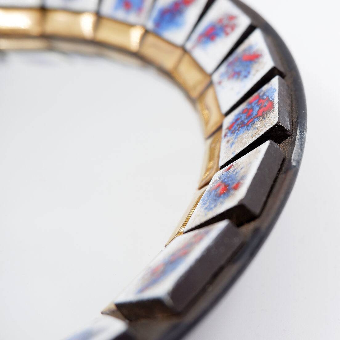 Round ceramic wall mirror, Belgium, 1970