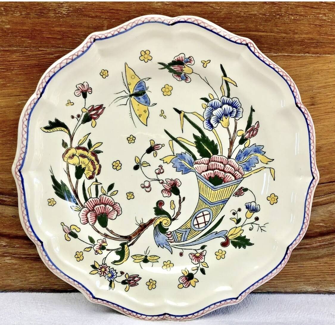 5 Gien dessert plates cornucopia decor 1960 1971