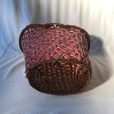 Old Deco Basket in Braided Wicker - Red Scoubidou - Anse Vintage