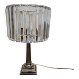 Table lamp with steel base and art deco tassel lampshade