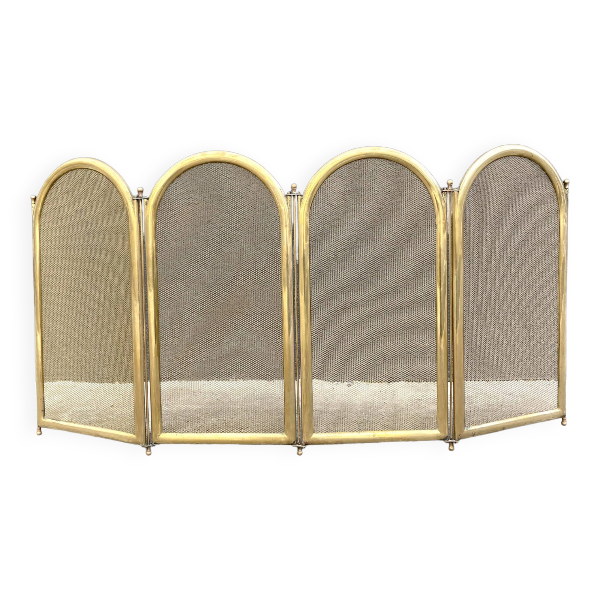 1950s brass fireplace screen