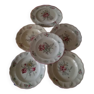 ensemble de 6 assiettes creuses en porcelaine de luneville