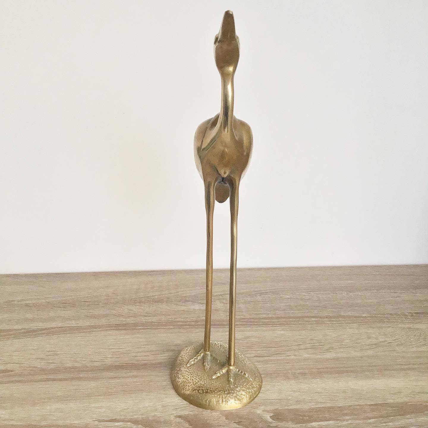 Very large vintage brass heron