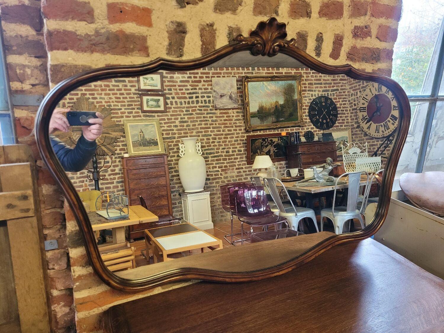 Louis XV style wooden mirror