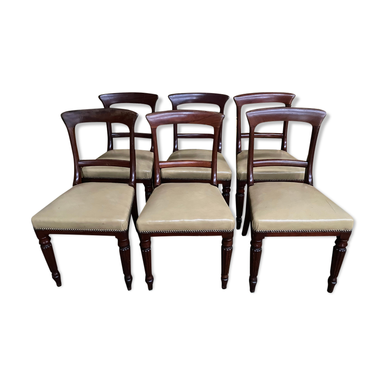 6 chaises anglaises Louis Philippe en acajou et cuir