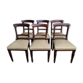 6 Louis Philippe English chairs in mahogany and leather