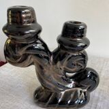 Pair of Vallauris iridescent ceramic candle holders