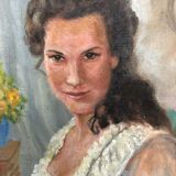 Tableau : huile sur toile portrait de femme