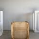 Amsterdam rattan armchair with U-shaped armrest, squared canework