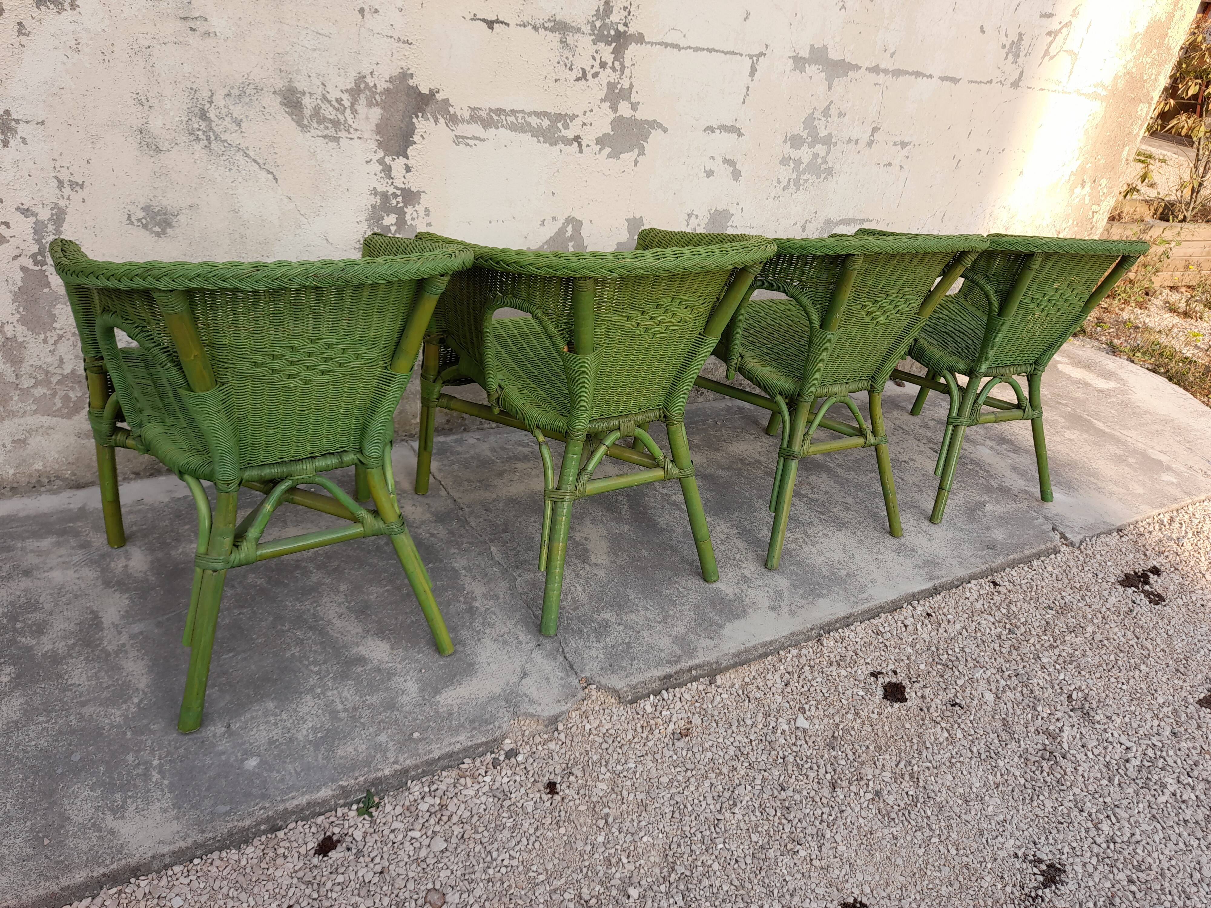 Ensemble de 4 fauteuils en rotin
