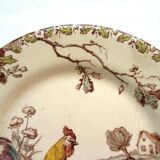 Very rare polychrome plate Iron Earth signed GIEN, model COQS