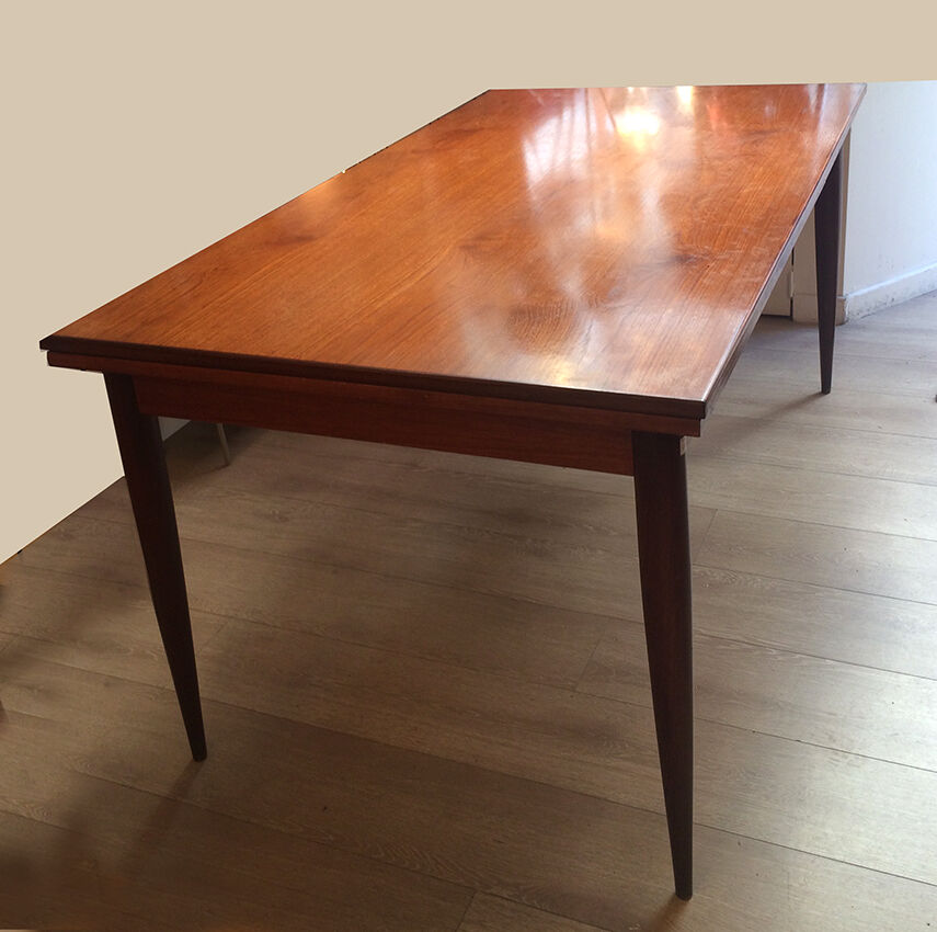 Scandinavian table in teak, built-in extensions, 1960