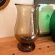 Smoky brown bubbled glass vase – flared tulip shape – vintage year