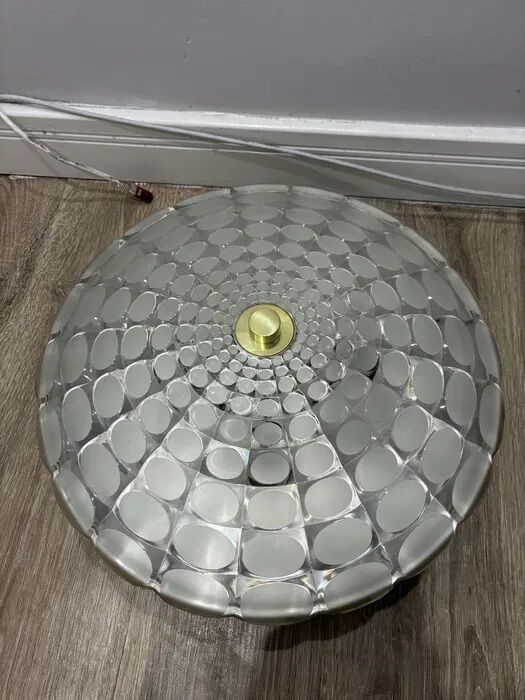Vintage Peill & Putzler Optical Glass Flush Ceiling Lamp 1960s-70s