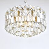 Large ceiling chandelier in gilded brass and glass Palazzo J.T. Kalmar, 1950s