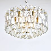 Large ceiling chandelier in gilded brass and glass Palazzo J.T. Kalmar, 1950s
