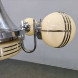 Art Deco Chrome and Glass Chandelier, 5 Globes, 1930s