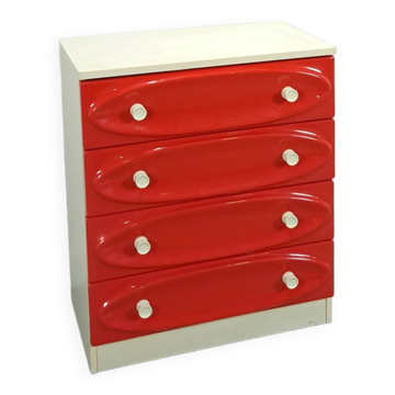 Ladekast vintage avec rouge rose kunststof lades 1970